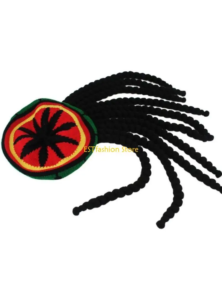 

Y5GC Мужчины Женщины Новинка Дреды Парик Шляпа Регги Ямайский Стиль Вязаный Крючком Вязаный Шапочка