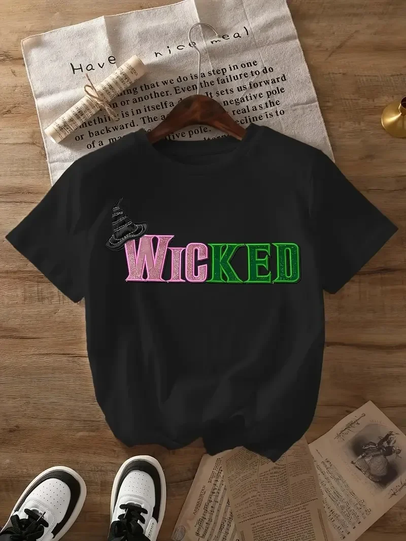 الشريرة الموسيقية مستوحاة تي شيرت مطبوع طاقم الرقبة قصيرة الأكمام الصيف النساء الملابس موضة الأكمام تي شيرت طالب المحملة