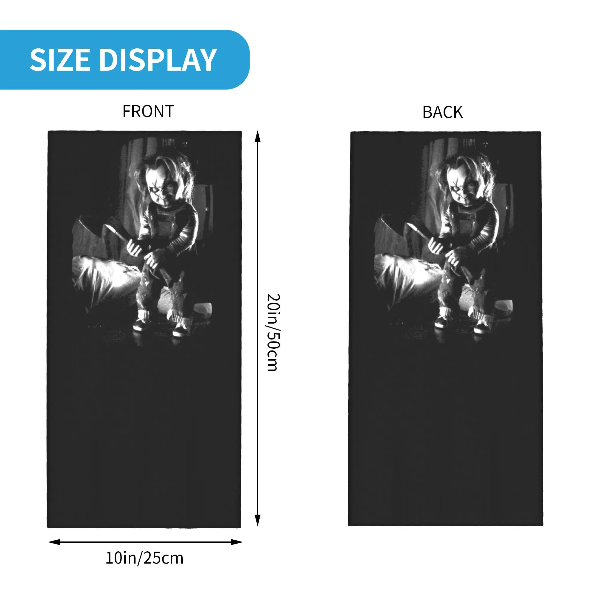 Custom Killer Doll Chucky Bandana Neck Gaiter UV Protection Face Scarf Cover Women Men Horror Movie Child's Play Headwear Tube