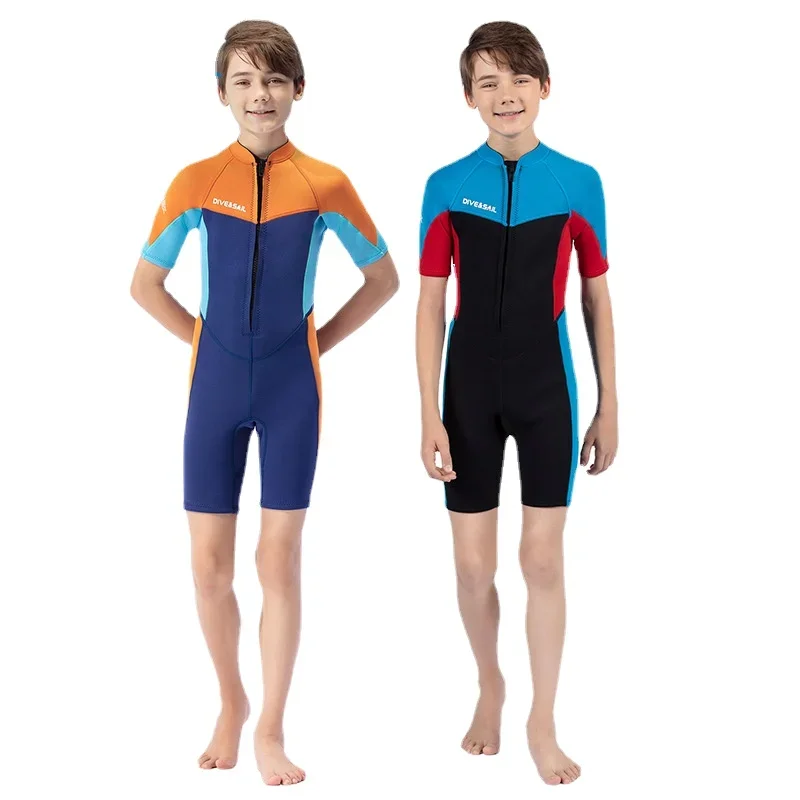 

2.5mm Neoprene Diving Suit Children Wetsuits Kids and Youth Full Shorty Surfing Suits Boys Front Zip Swimwear for Scuba Diving