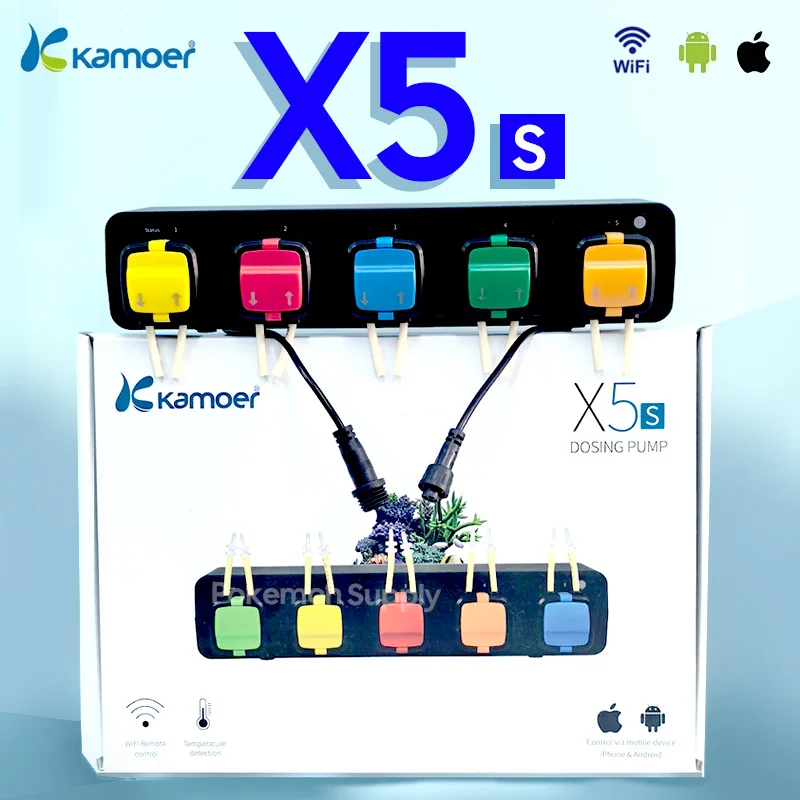 Kamoer X5S V2 WiFi Pro Programmable Peristaltic Dosing Pump Automatic Doser for Marine Coral Reef Saltwater Aquarium Fish Tank