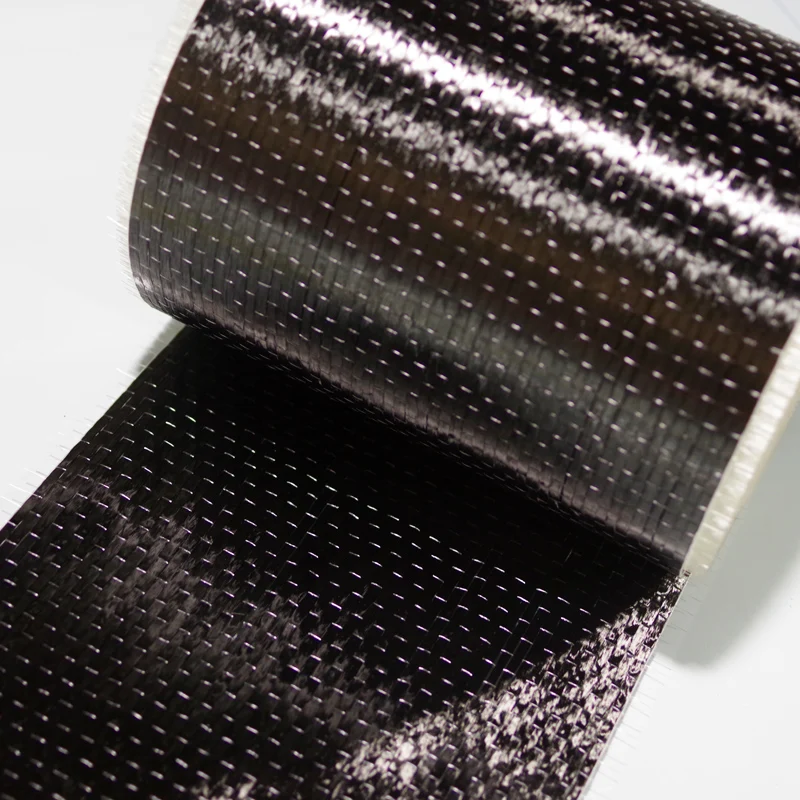 T700 300gsm 200gsm 50cm 30cm width Carbon Fiber 12k UD Uni-directional Cloth Fabric High strength Building Repair material