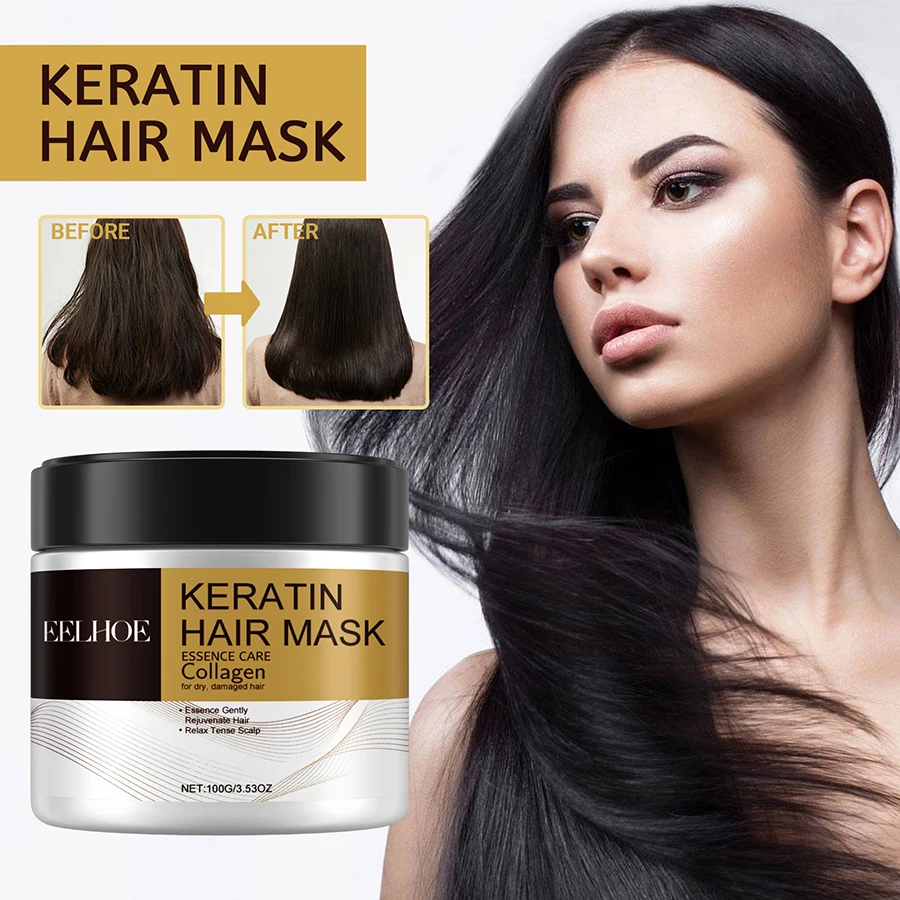 Deep Conditioning Keratin Hair Mask for Dry Damaged Hair Repair - 100g Moisturizing Treatment for Split Ends & Frizz Control, Cetearyl Alcohol Softening Cream, Fast Shipping from US Warehouse