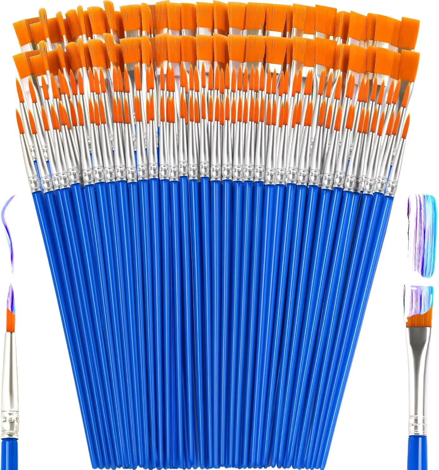 

160 Pcs Small Paint Brushes Bulk with Flat and Round Tips for Acrylic Watercolor Canvas Painting