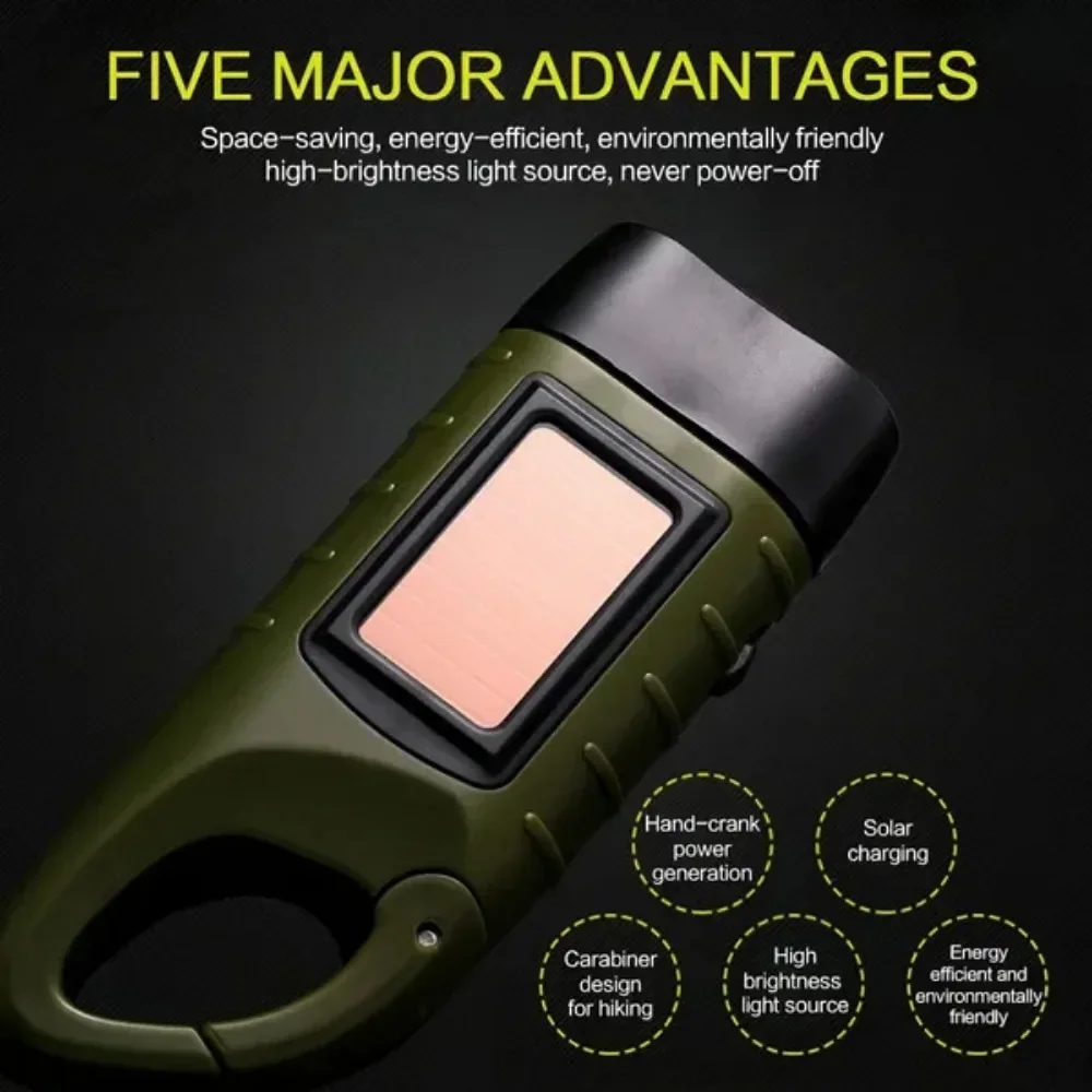 STONEGO Outdoor Hand Crank Generator Flashlight Emergency Lighting Flashlight Portable Solar Flashlight Camping Light