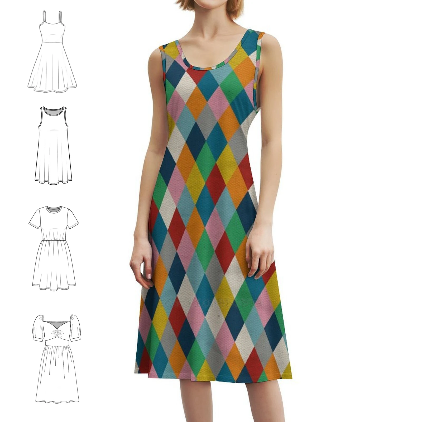 Estilo coreano vestido casual para mulheres simples diário escritório senhora vestidos diamante arco-íris cor brilhante vestidos de festa