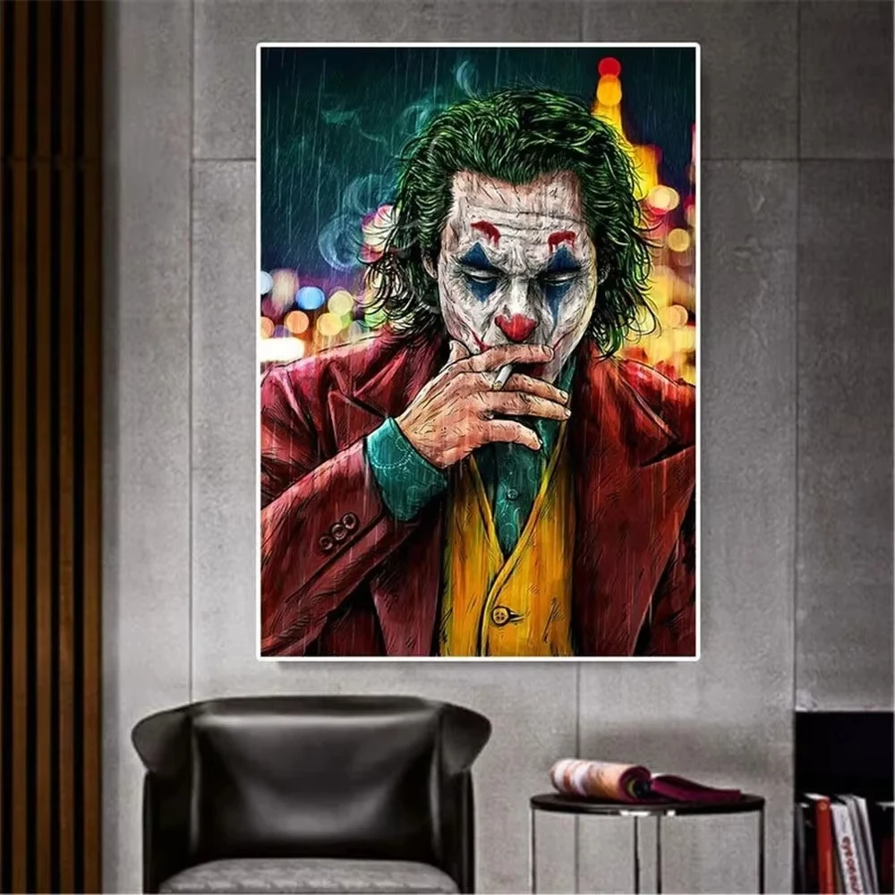 The Joker Man Oil Canvas Painting Comic-Joker Prints Wall Poster Home Decor Painting Wall Pictures for Living Room Decoration