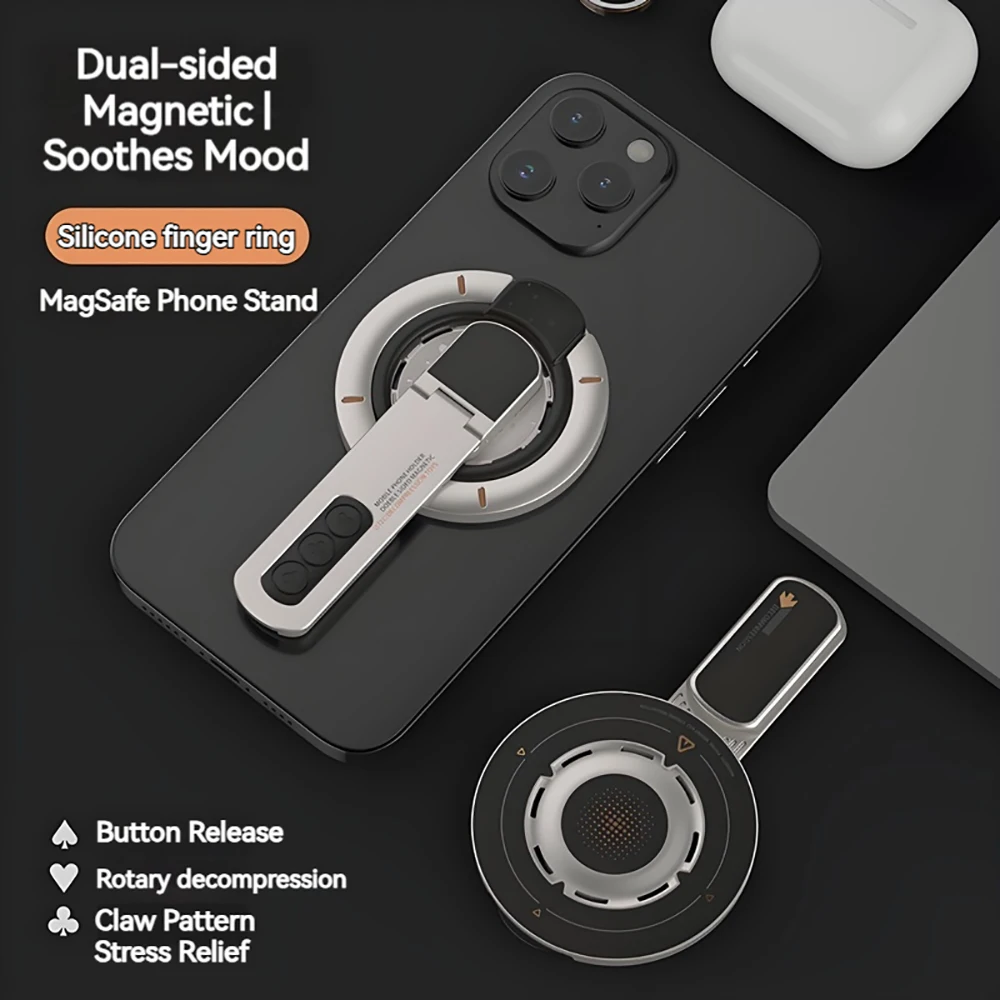

Aluminum Double-Sided Magnetic Phone Holder Ring Stand For iPhone Samsung Xiaomi Huawei 360 Rotation Magnetic Ring Phone Stand