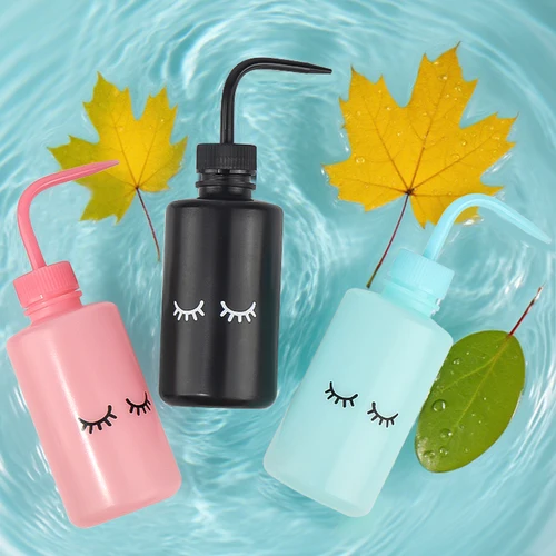 Botella de limpieza de pestañas de 250ml, botellas de lavado para extensión de pestañas, gotero para apretar agua, champú para pestañas, boquilla curva, herramienta de maquillaje, 1 Uds.