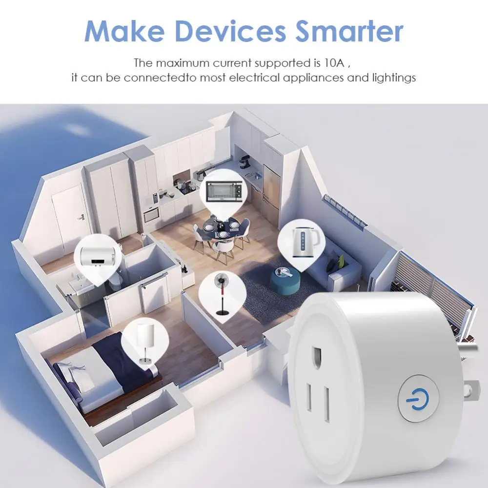 Tuya Smart Plug US 10/16/20A WiFi Socket AC100-240V Wireless No Power Monitor Outlet Remote Timer Control For Google Home Alexa