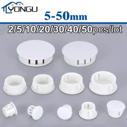 2-50Pcs White Round Plastic Snap on Hole Plug Caps Wall Cable Desk Covers Round Furniture Hole Bung 5mm-50mm