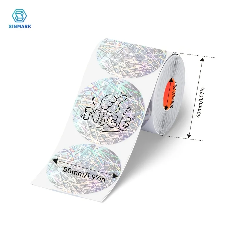 2-Roll Pack of 2-Inch (50x50mm) Holographic Glitter Sticker Labels - Round, Printable Thermal Labels for Gift Wrapping, Name Tag