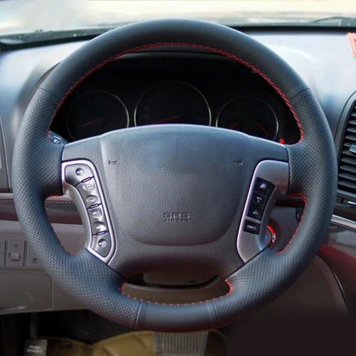 Imagen 2 del producto Protector para volante de coche para Hyundai Santa Fe 2006 2007 2008 2009 2010 2011 2012 cosido a mano