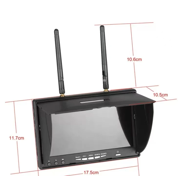 7-дюймовый FPV-монитор LCD5802D 5.8G 40CH для мультикоптеров и дронов, 800x480, с DVR, 2.4ГГц, со встроенным зарядным устройством для аккумулятора