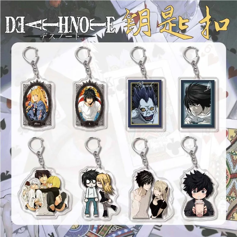 Death Note Acrylic Keychain Light Yagami L Lawliet Misa Amane Near Ryuk Comic Con Free Trade Gift Luggage Identifier Tag Keyring