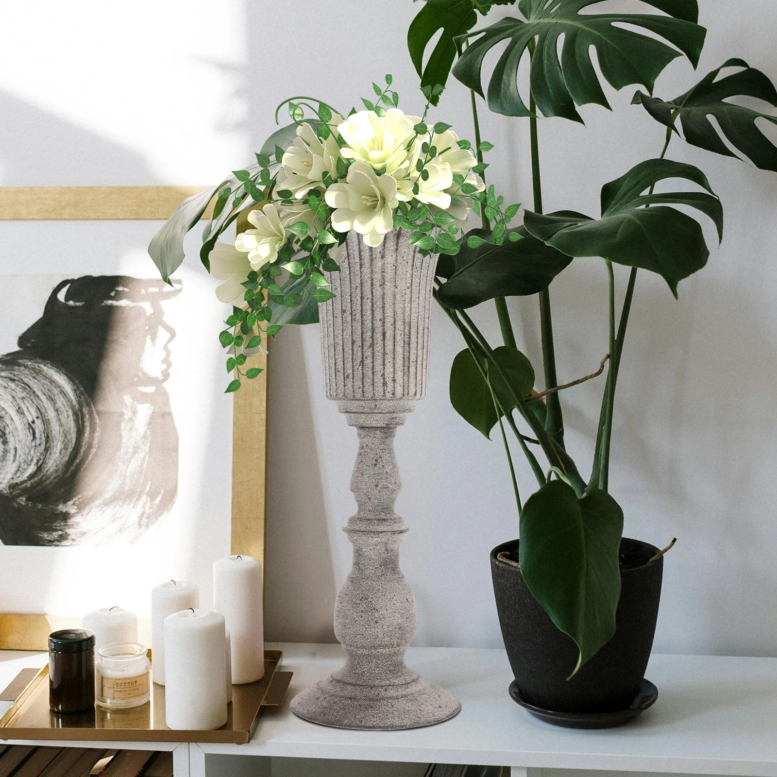 

Vintage Metal Flower Vase Retro Iron Flowerpot For Dried Flowers Decorative Tabletop Home Office Hotel Wedding Decoration