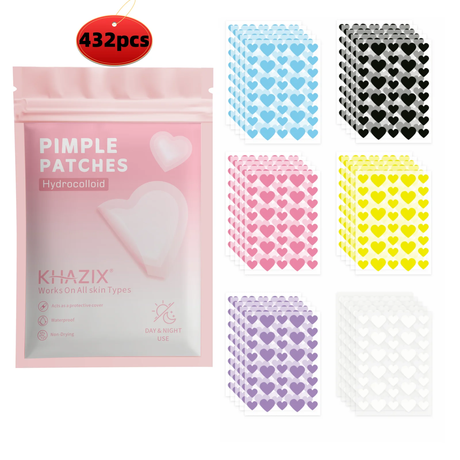 432pcsHydrocolloid acne patches, round acne patches, star-shaped acne patches, birthday gifts, Valentine's Day gifts