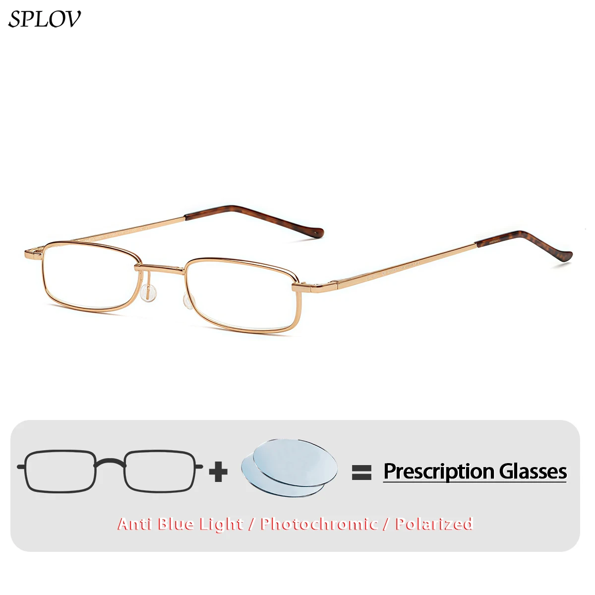 

SPLOV Fashion Small Frame Progressive Prescription Glasses Metal Frame Optical Myopia Glasses for Men and Women