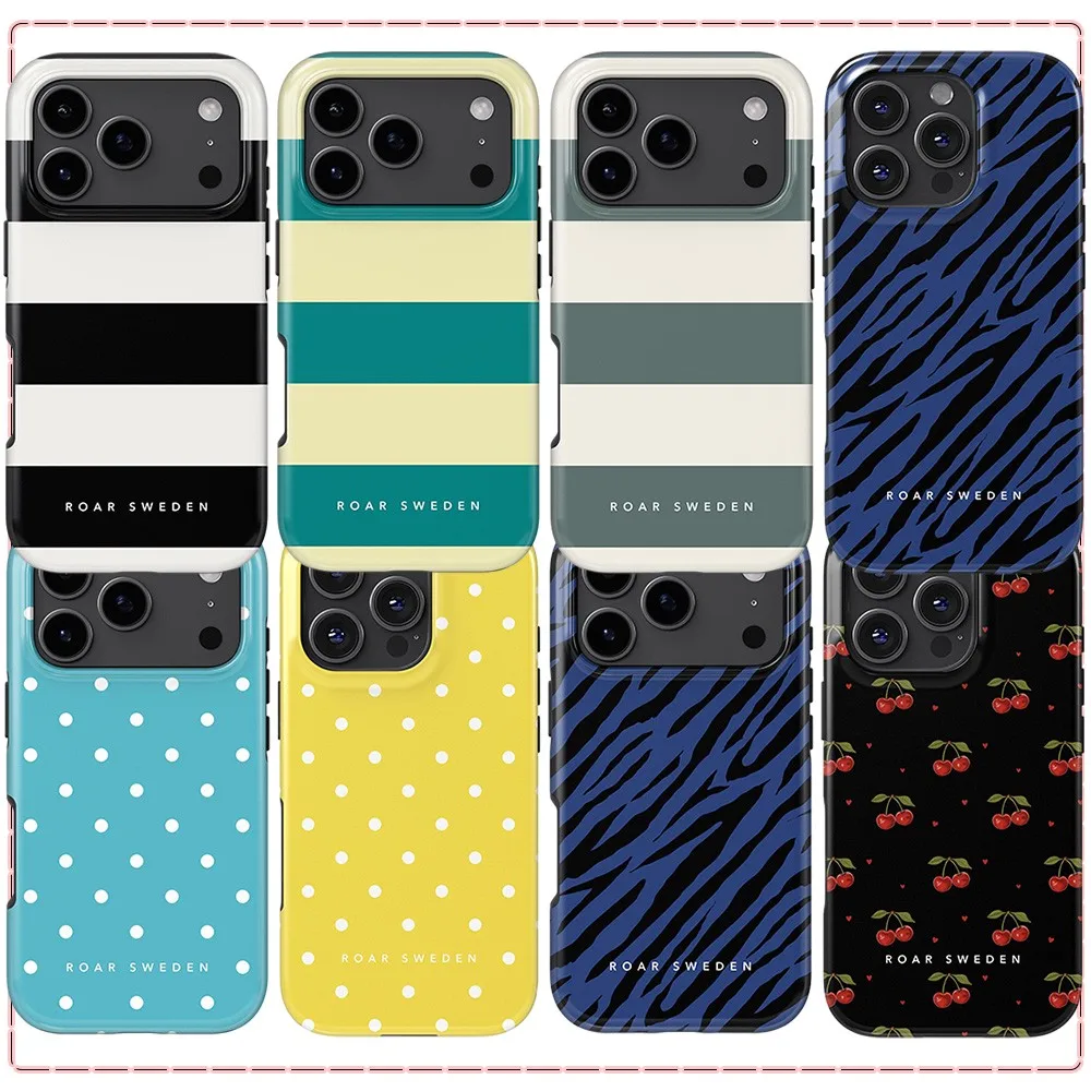 Roar Sweden Blue Polka Phone Case for Samsung Galaxy S20 S23 S24 S25 S26 FE Plus Ultra Edge 4G 5G Luxury Double-layer Cover