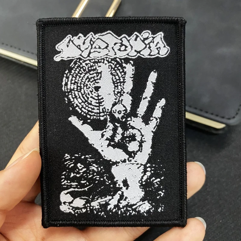 Dystopian Rock Weaving Mark Cloth Patches Emblems Punk Tactical Backpack Sticker Embroidered Hook and Loop Skull Morale Badge