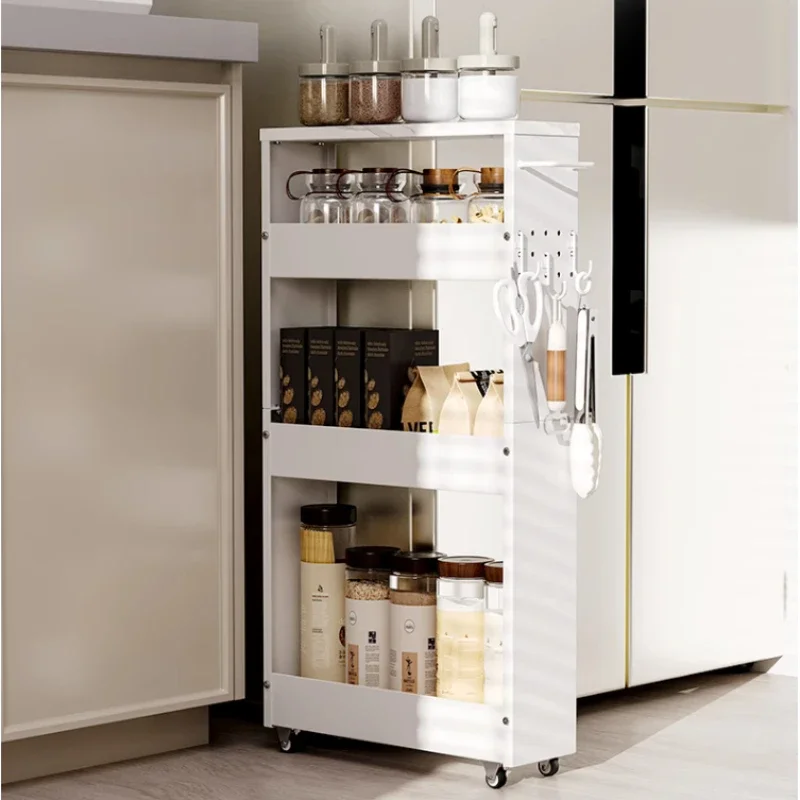 Multi-Layer Drawing Spice Holder High Guardrail Storage Rack Kitchen Ultra-narrow Storage Cart Stable Load-Bearing Seam Cabinet