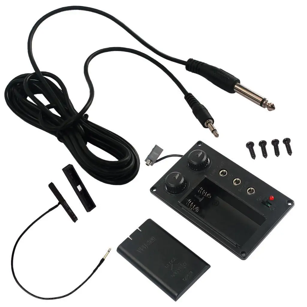 Durable 4/4 Electronic Violin Fiddle EQ Pickup Piezo with Cable Wire Set