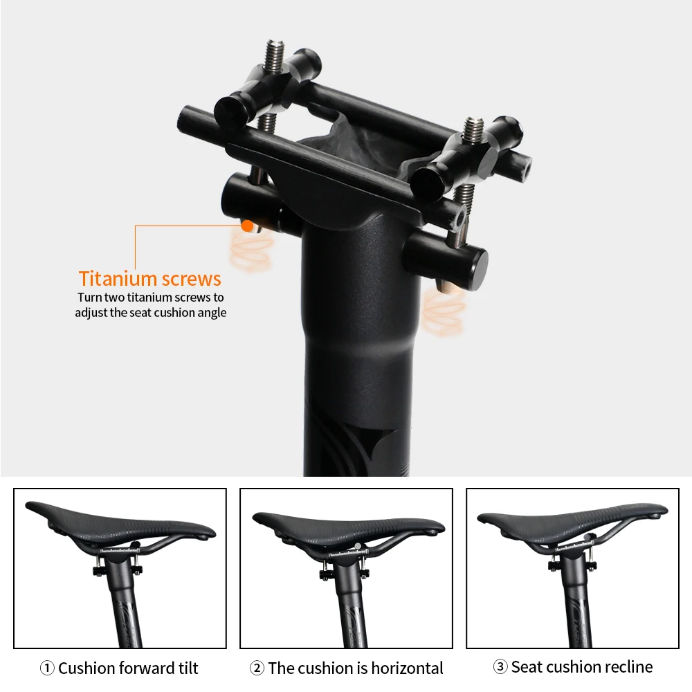 TOSEEK Carbon Seatpost Offset 0mm Mtb Retractable Canoe 27.2/30.8/31.6 Seat Post Super Light 170g Length 400mm Bicycle Seat