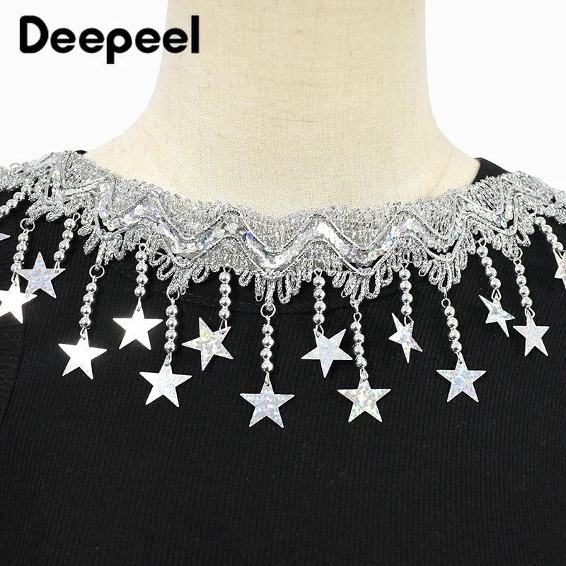 1/2/3/5M Deepeel 85mm Laser Sequins Tassels Fringe for Sewing Party Dresses Costume Beaded Lace Trims Decorative Trimming Fabric