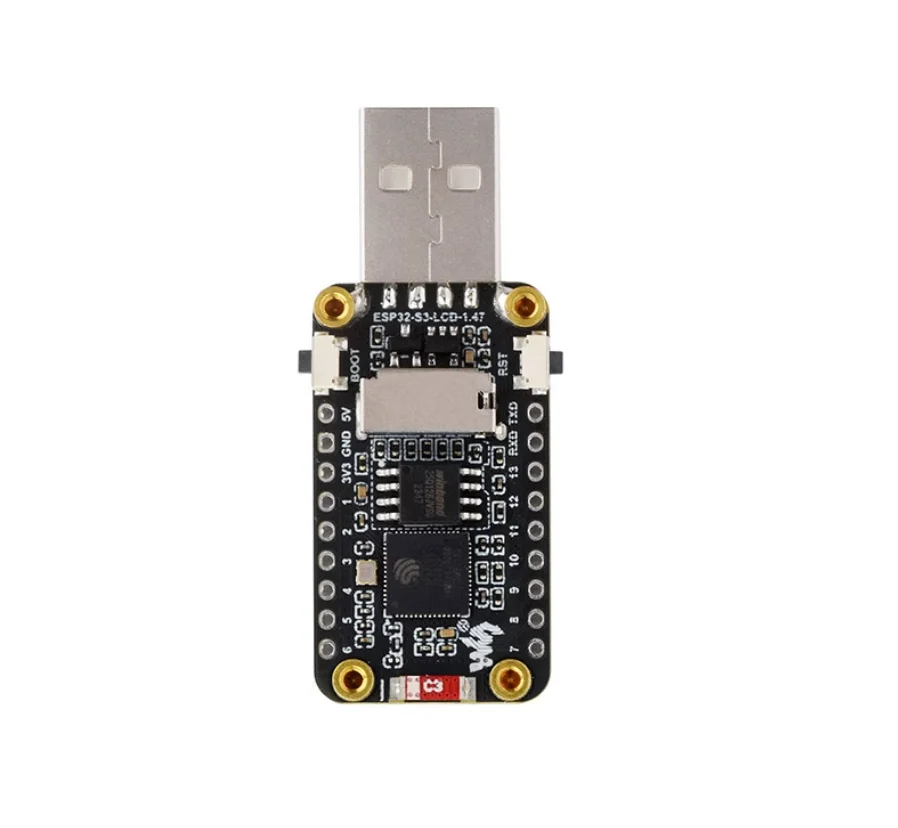 ESP32-S3 1.47-inch LCD Development Board with 8MB PSRAM, 16MB Flash, Wi-Fi/BLE 5, MicroSD Slot, and RGB LED
