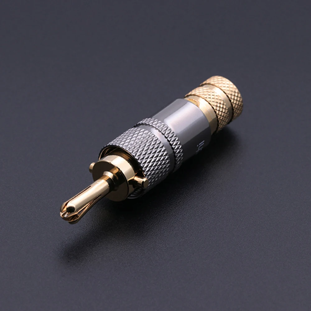 Imagem -03 - Cobre Banhado a Ouro 24k Banana Plug Conector de Áudio Alto-falante Adaptador Masculino Terminal Amplificador Faça Você Mesmo Cabo do Altifalante Luxo 10 Pcs