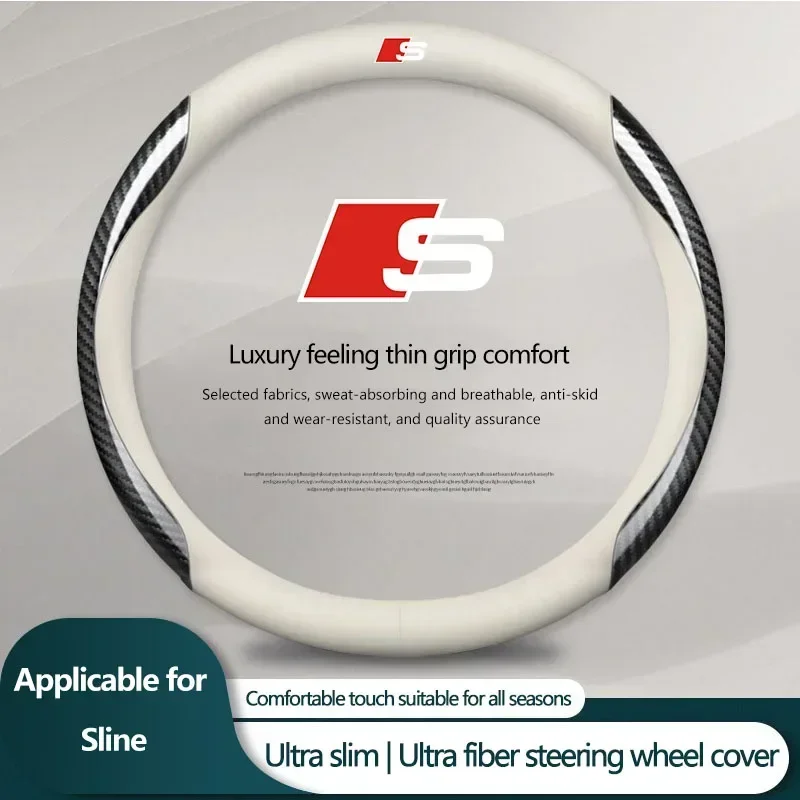 

New Leather Carbon Fiber Car Steering Wheel Cover Car Accessories For Audi Sline A1 A2 A3 A4 A5 A6 A7 A8 Q1 Q2 Q3 Q4 Q5 Q6 Q7 Q8