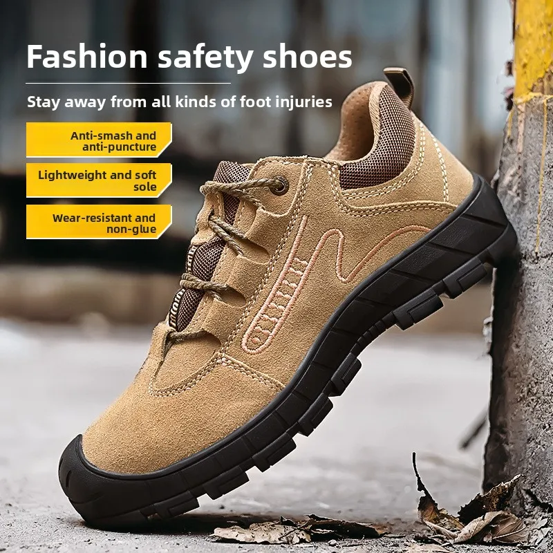 Labor Insurance Shoes Men's Anti-smash and Anti-puncture Rubber Sole Leather Wear-resistant