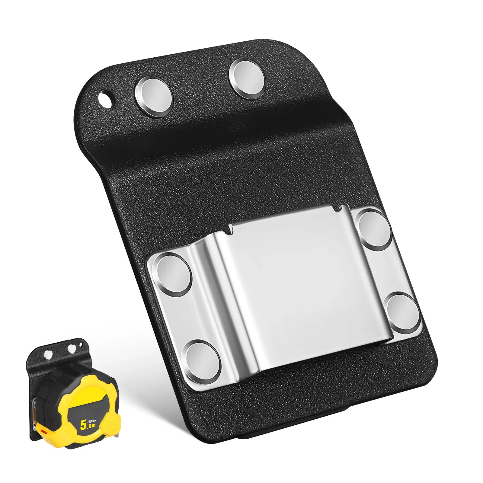 Sturdy Tape Measure Holder Belt Clip Stainless Steel and Nylon Compact Design Easy Access Secure Fastening for Waist Tool Belt