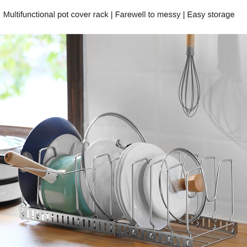 Pan Organiser Rack Pot Lid Organizers With Dividers Expandable Pot Pan Lid Rack Bakeware Storage Organizer