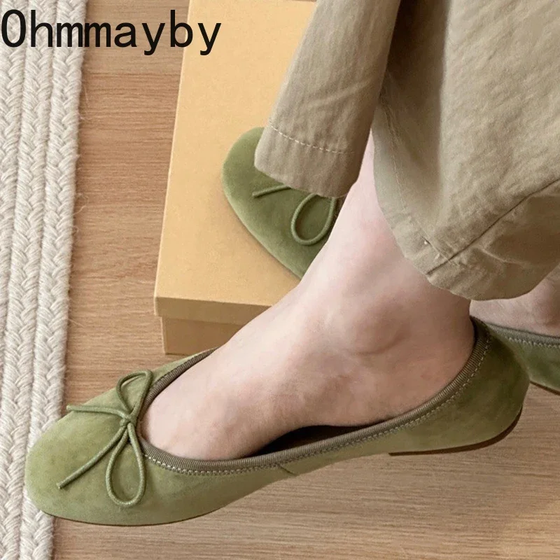 Slip On Women Velvet Flats Fashion Elegant Butterfly-knot Spring Autumn Ladies Comfort Soft Sole Mary Jane Shoes