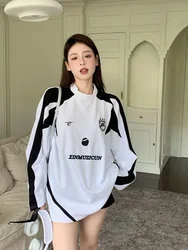 HOUZHOU Vintage Oversized T-shirts Women Y2k Korean Streetwear Hip Hop Style Aesthetic Grunge Techwear Long Sleeve Tops Hippie