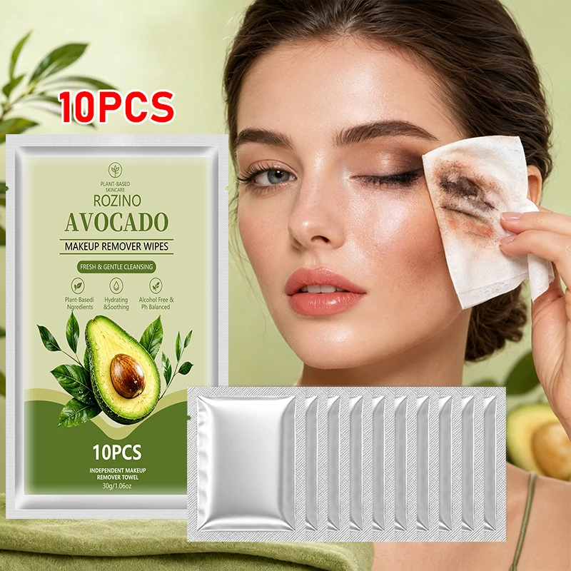 10Pcs/20Pcs/30Pcs Avocado Deep Cleansing Wipes/Cotton Pads, Soft Wipes, Packed with Essence, Gently and Quickly Dissolves Stubborn Makeup, Emulsifies Quickly, Easily Removes Makeup, Leaves No Residue, No Irritation, No Need for Secondary Cleaning, All in One Step, Suitable for Both Men and Women, Suitable for Home, Travel, Work, and Outdoor Use