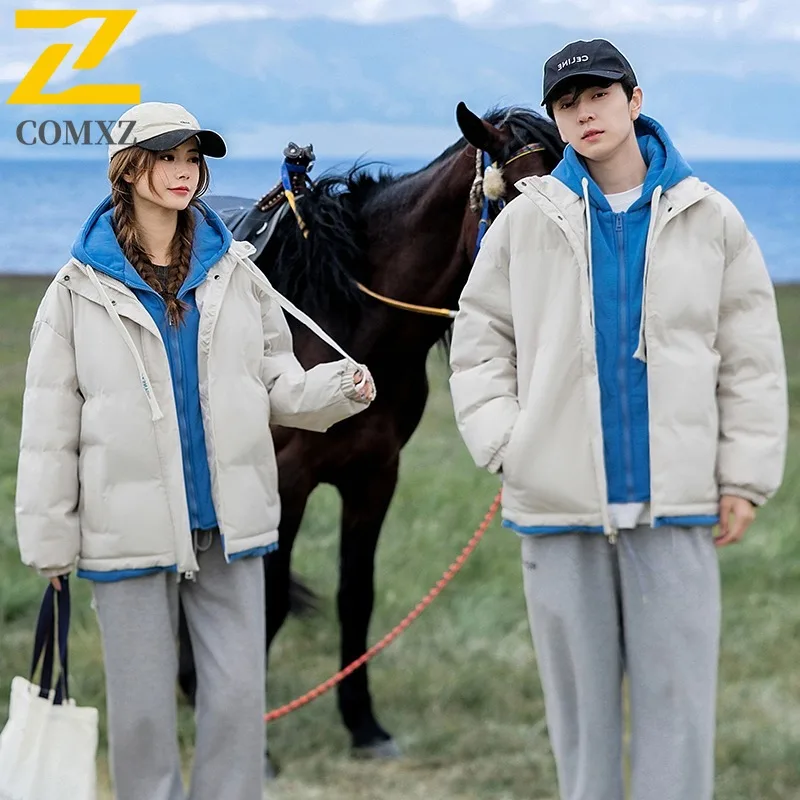 Giacca da uomo con cappuccio per il tempo libero all'aperto Parka invernale Piumino ispessito foderato in pile Capispalla termico da strada antivento impermeabile