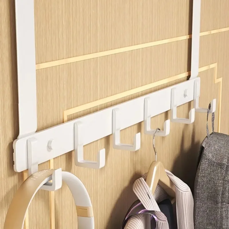 Storage Hooks Over The Door 6 Hooks Clothes Coat Hat Towel Hanger Home Organizer Rack Bathroom Kitchen Accessories Holder