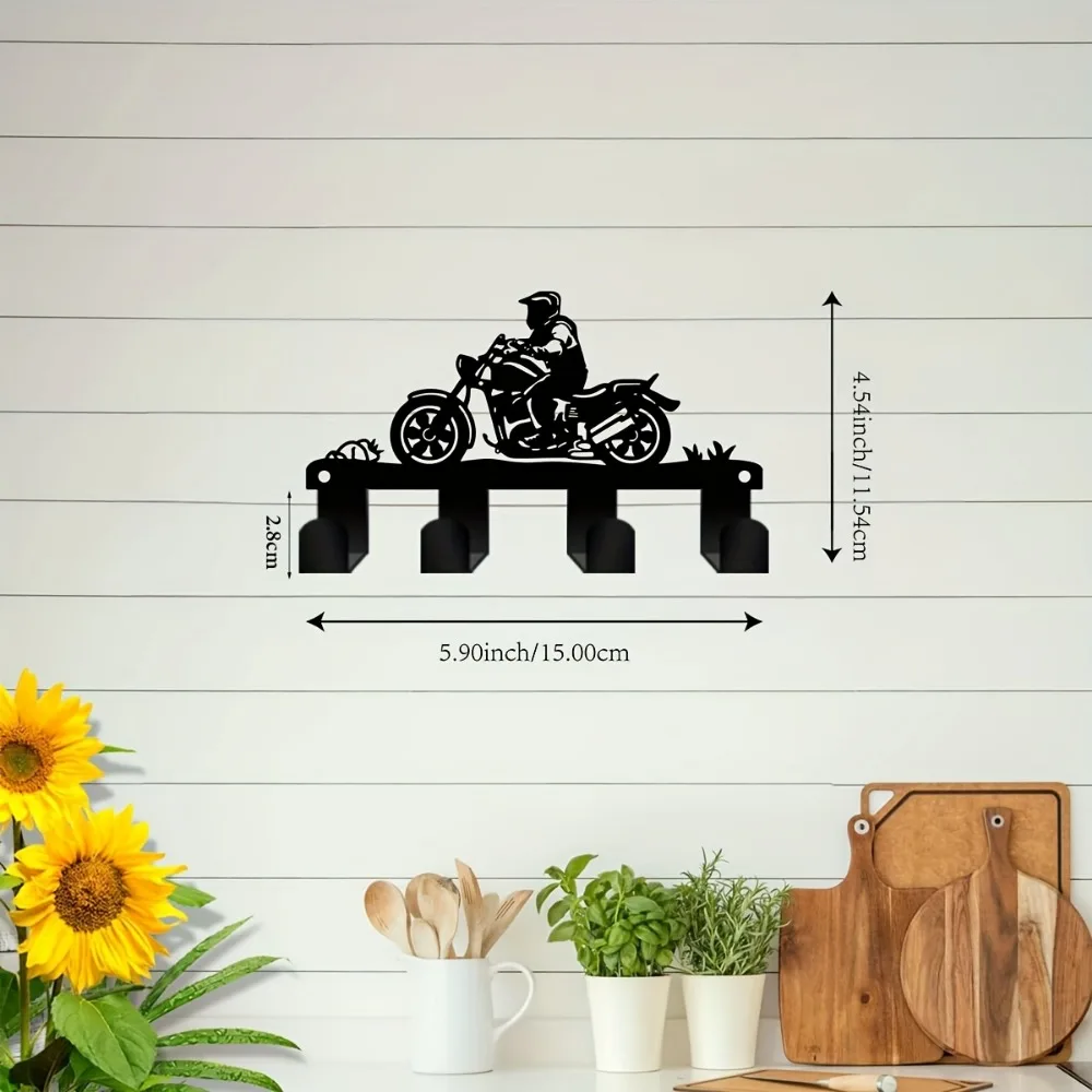 CIFBUY Motorcycle Metal Wall Art Key Holder Waterproof Durable Iron Craft Decor For Entryway Office Kitchen Porch Home Interior