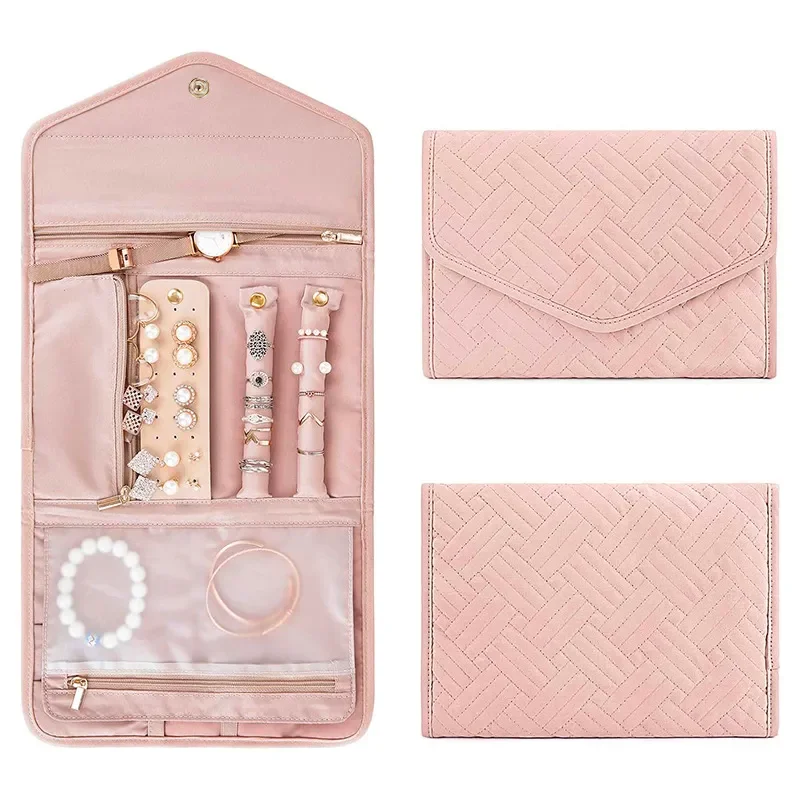 

Foldable Portable Travel Jewelry Bag For Necklace Earrings Rings Jewelry Case Organizer Journey Storage Bags For Women Girls