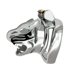 Stainless Steel Animal Tiger Head Male Penis Cage Chastity Device Abstinence Product Cock Cage Adult Sex Toy To Prevent Cheating