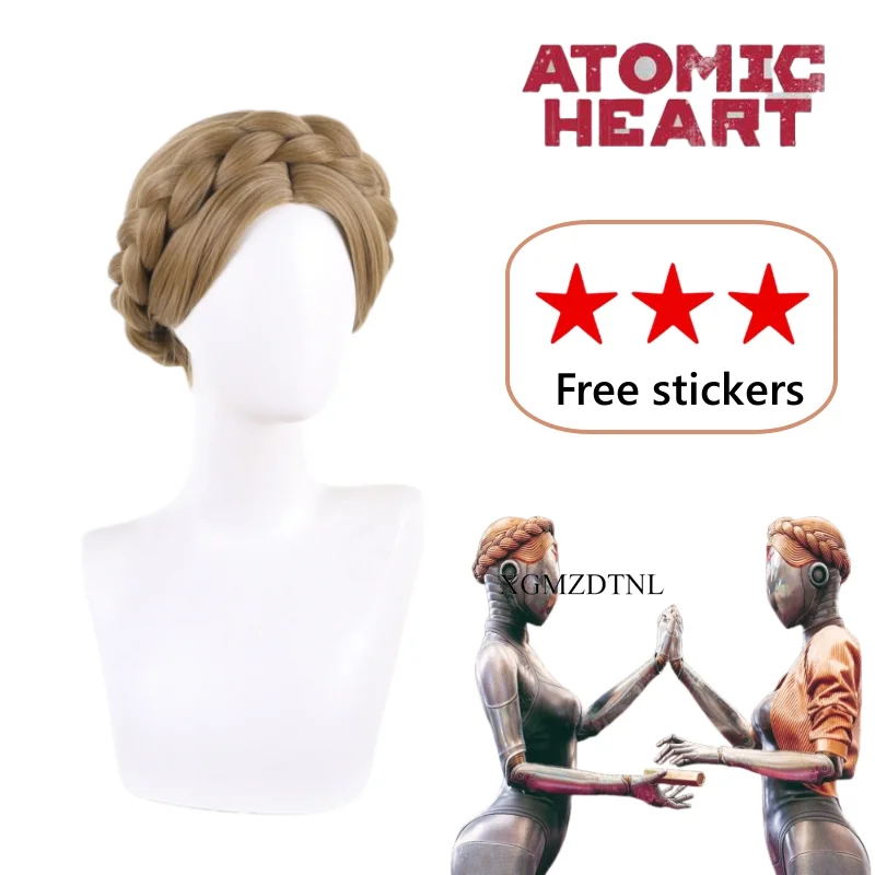 

Game Atomic Heart Natasha Cosplay Wig Twins Dancers 33cm Golden Heat Resistant Hair Halloween Cosplay Wig Free Wig Cap Stickers