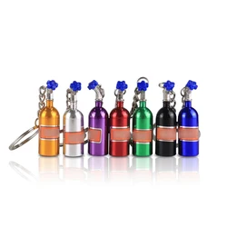Unique Mini Car Turbo NOS Keychain Nitrogen Bottle Metal Key Ring Stash Pill Box Storage Stylish Car Motorcycle Interior