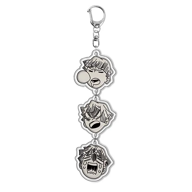 New Hot Anime Demon Slayer Blade Charcoal Jiro You Bean Acrylic Keychain Pendant Anime Peripheral Three Piece Set Gifts