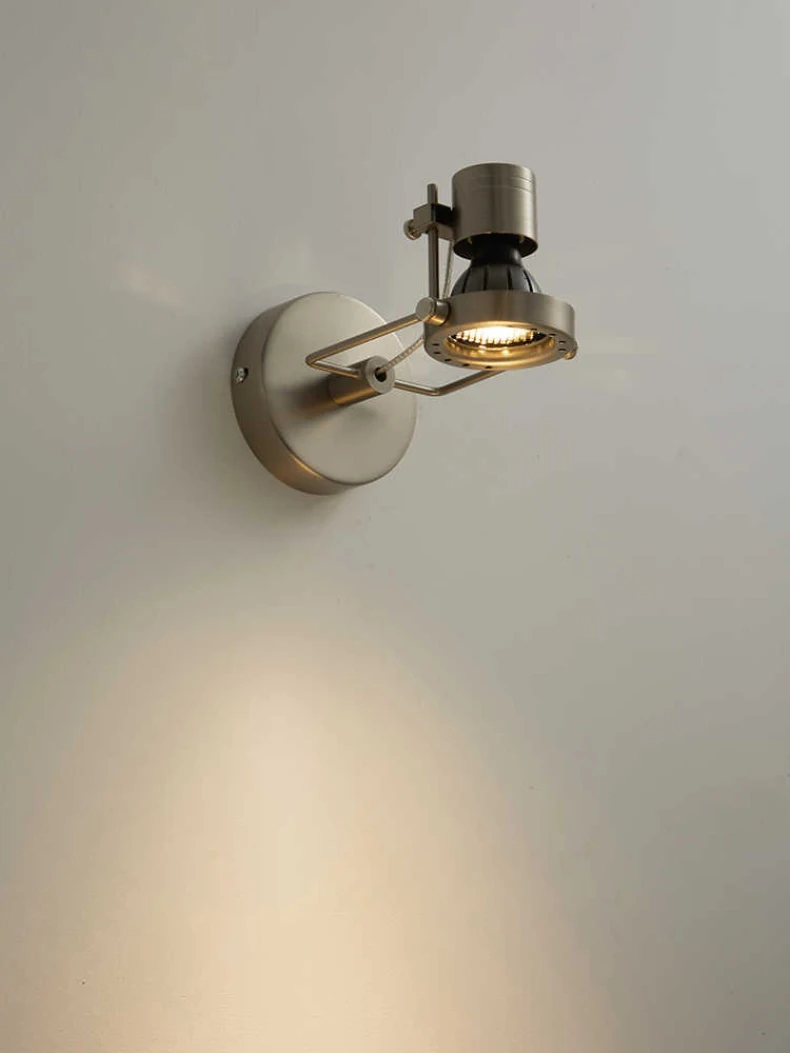 American Vintage Wall Light GU10 Bulb Silver Metal Rotatable