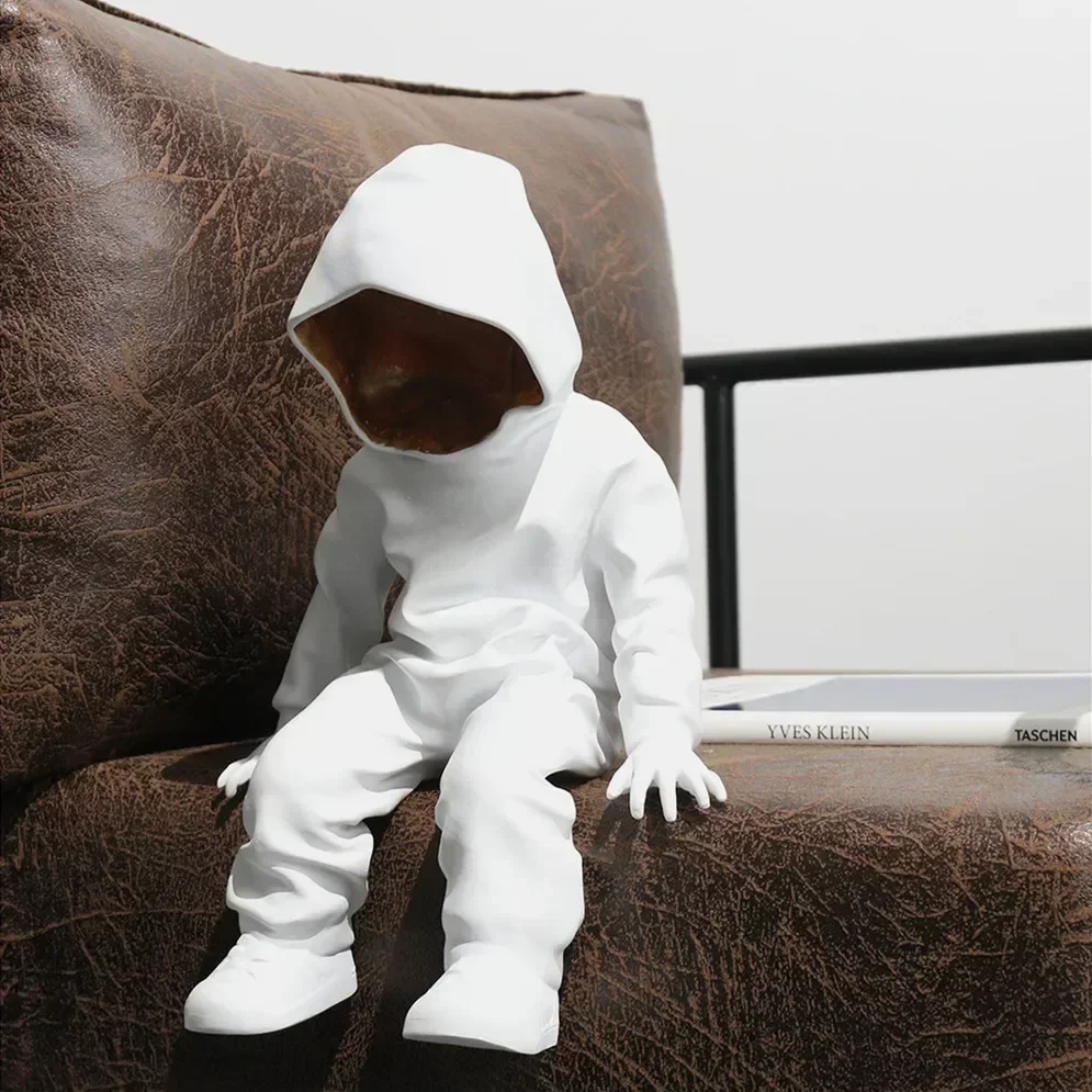 36cm Very Cool Sitting Invisible Lonely man Resin Statue Action Figure Cabinet Desktop Home Decor Ornament Bookcase Adult Gift