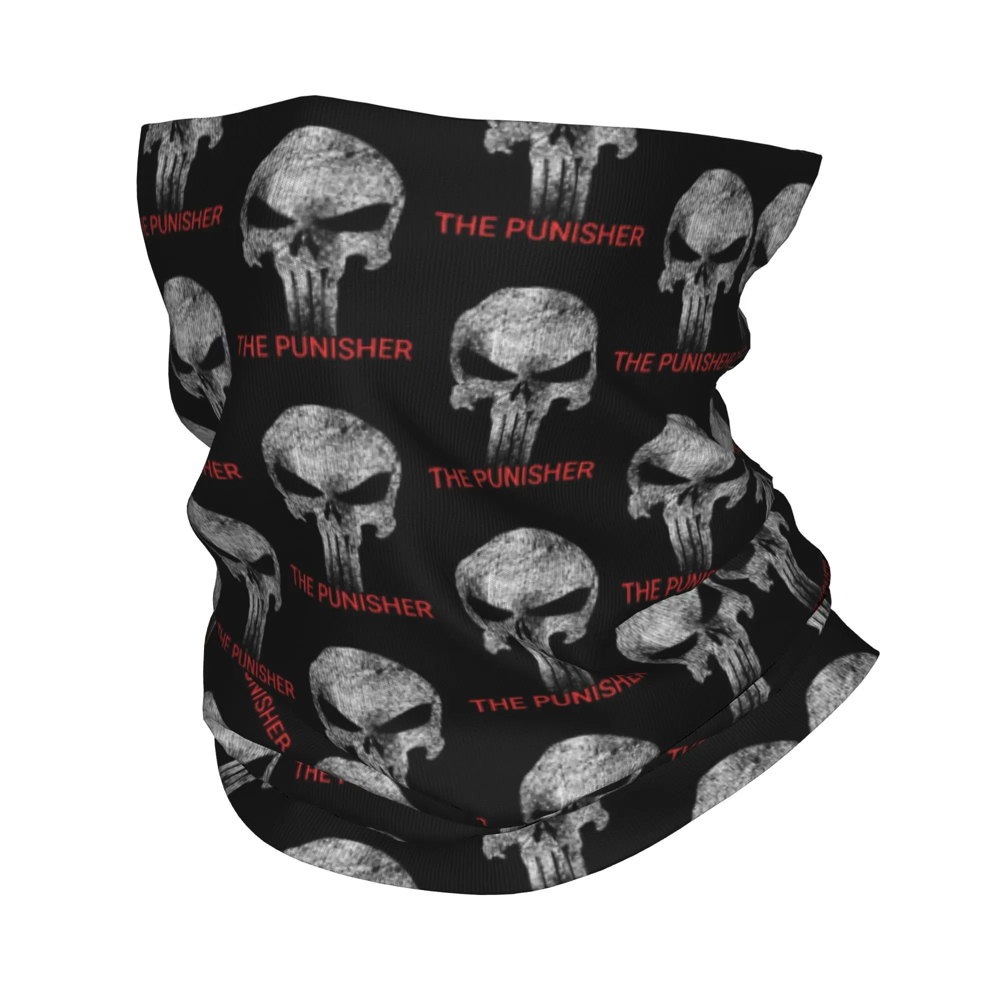 

Custom Punisher Comics Bandana Neck Gaiter for Hiking Cycling Women Men Wrap Scarf Trendy Superhero Headband Warmer