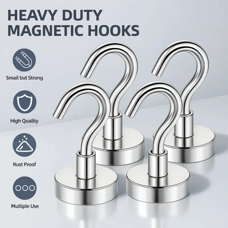 2–10 Stück magnetische Haken, superstarke Magnete, Neodym-Magnet, leistungsstarke Magnete, Aufhängehaken für Badezimmer, Küche, Organizer