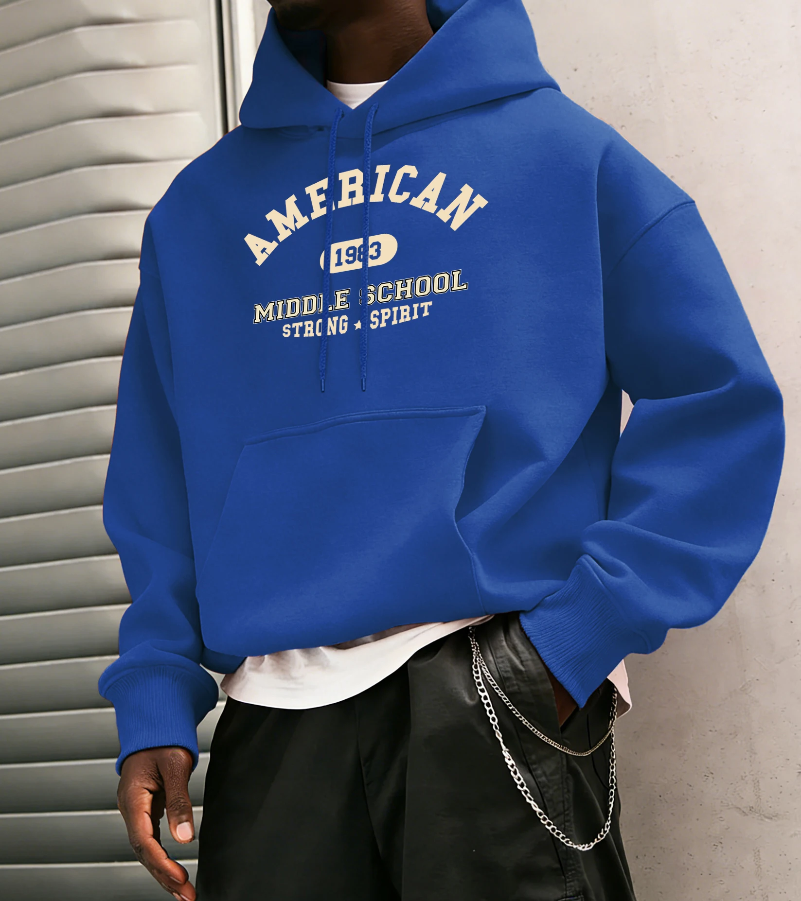 

Мужская толстовка с принтом American Middle School 1983, повседневные толстовки в стиле хип-хоп, осенняя одежда с карманами, флисовая молодежная свободная толстовка унисекс